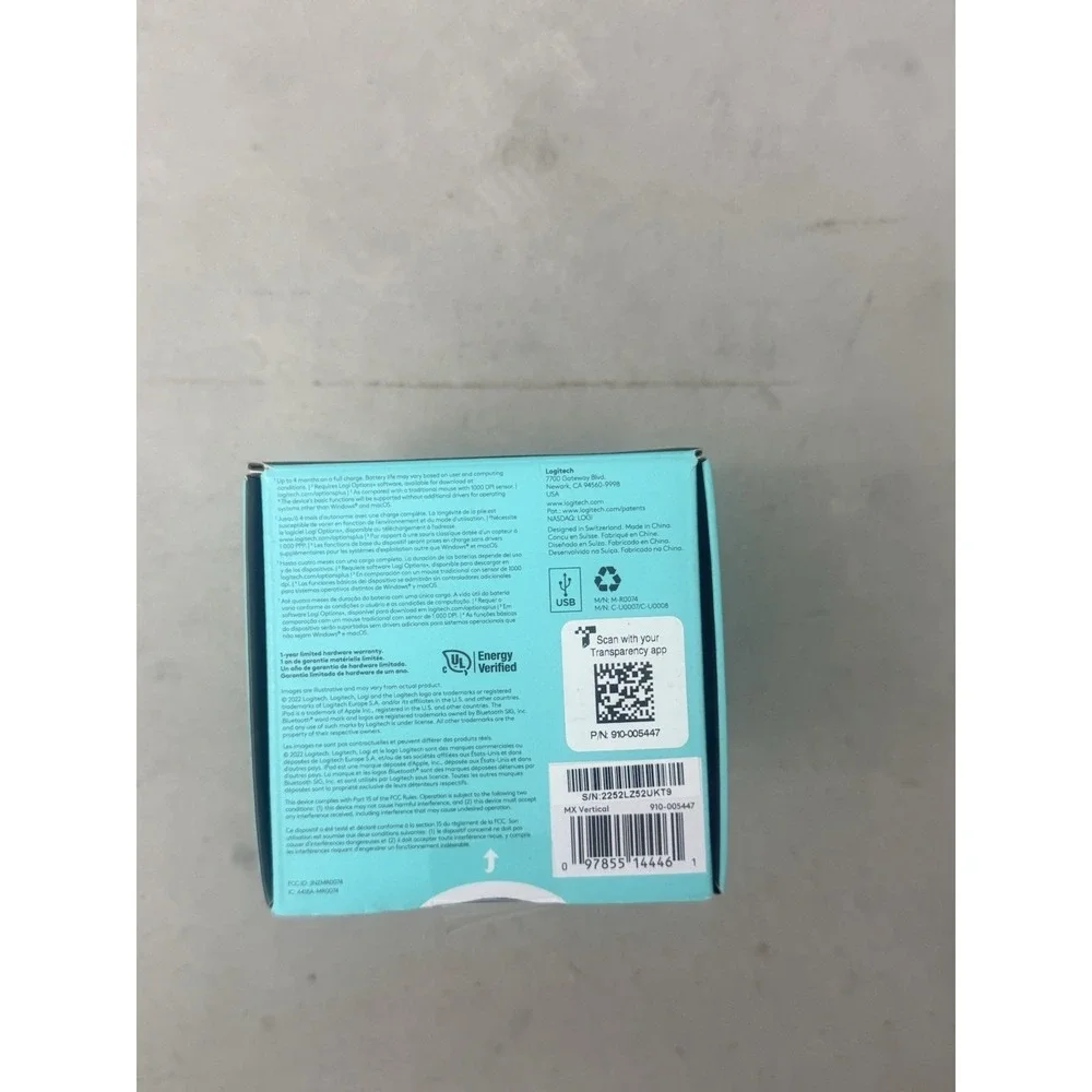 Logitech MX Vertical Wireless Mouse - Ergonomic Bluetooth Graphite - With Box